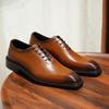 VIP Exclusive Men's Brown Leather Oxford Shoes - Summer Wedding & Business Formal Square Toe British Style