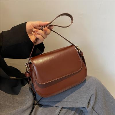 Textured Small Bag Women's Autumn and Winter New Trendy Retro Messenger Bag Underarm Shoulder Bag Solid Color Small Square Bag
