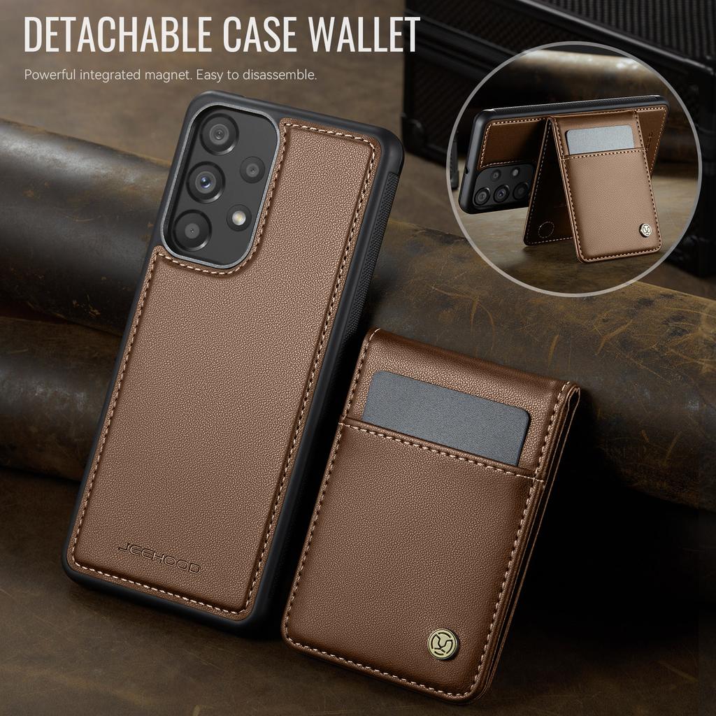 Pro Samsung Galaxy A33 5G Kožený zadní kryt Kompatibilní s MagSafe JEEHOOD J06 Pouzdro na telefon s kapsou na karty Blokování RFID