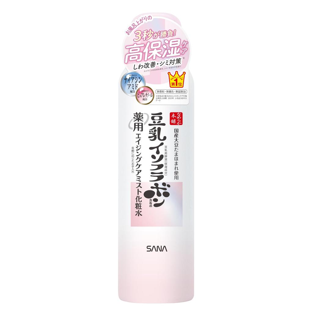 Sana Medicated Wrinkle Mist Soy Milk Isoflavone Lotion, White, 150g,