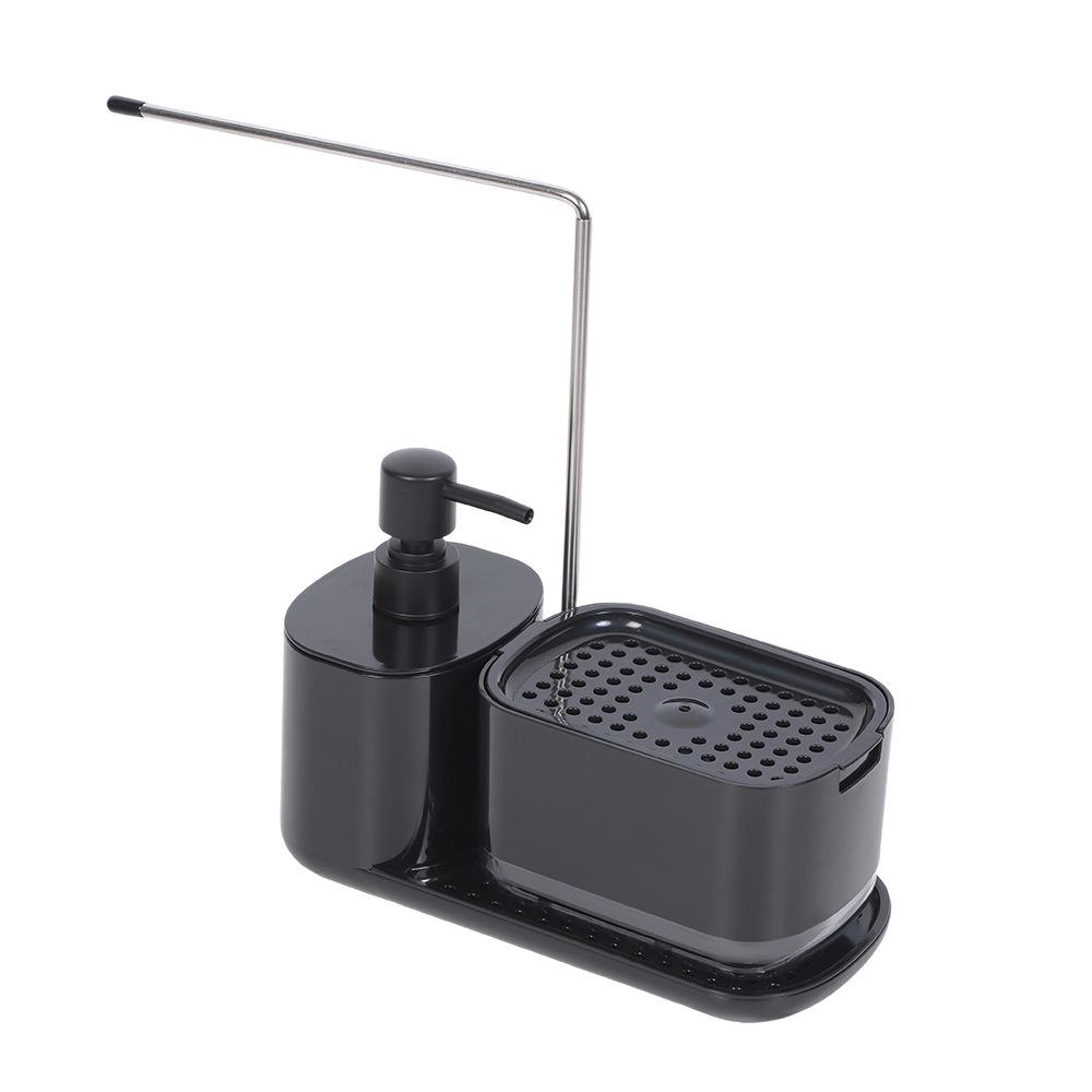 Stainless Steel Countertop Manual Soap Dispenser & Rag Holder