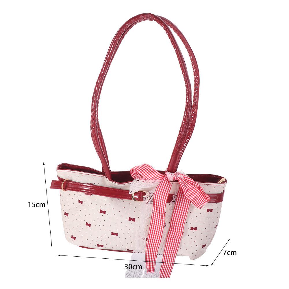 Sweet French Tote Bag Lace Ribbon Underarm Bags Shoulder Bag Bow PU Handbag  Women