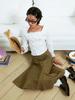 Sukkoleuseji Midi Skirt Resembling A Torn Page (Sand Brown)