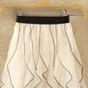 Women Spring Fall High Waist All Match Irregular Ruffle Mesh A Line Skirt