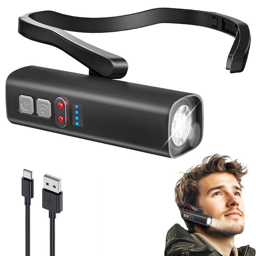 2025 Ear Clip Headlamp– Bright LED Headlight, Rechargeable Waterproof Head Flashlight for Fishing Hiking Running Cycling Outdoor