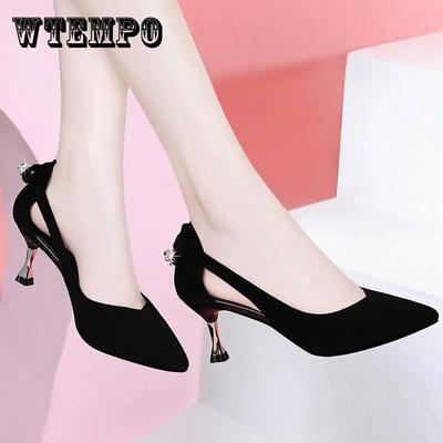 Spring Summer Mid-heel Sandals Women's Large Size Shoes Female Stiletto All-match Work Shoes Ladies Pointed Toe Single Sandals