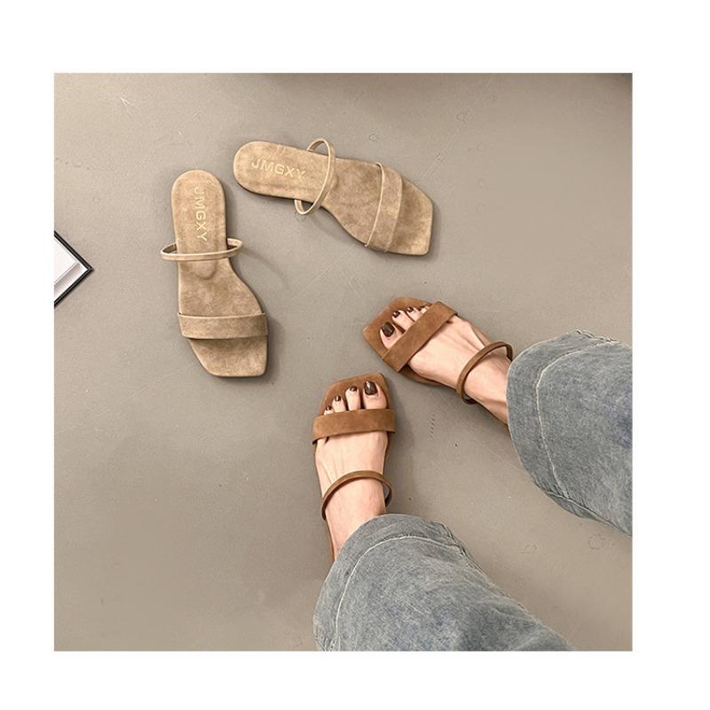 Slippers, Women's, Women's Shoes, Summer, Square Toe, Fish Mouth, Sandals, Women's, Flat Bottomed Slippers