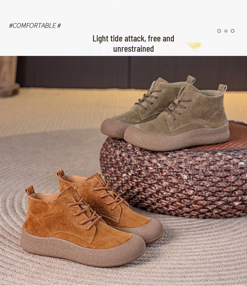 Damskie buty casualowe ze sznurowaniem, z okrągłym noskiem, ze skóry bydlęcej, w dużych rozmiarach 41-43, na miękkiej podeszwie i z aksamitną podszewką, Jesień/Zima 2025