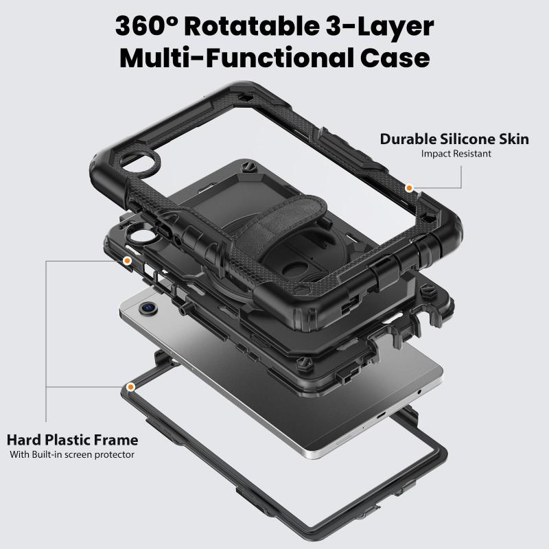 8.7 Inch Tablet Case Galaxy Tab A9 A11 X110 X133 With Silicone Bumper PC Back Shell Hand Strap Kickstand