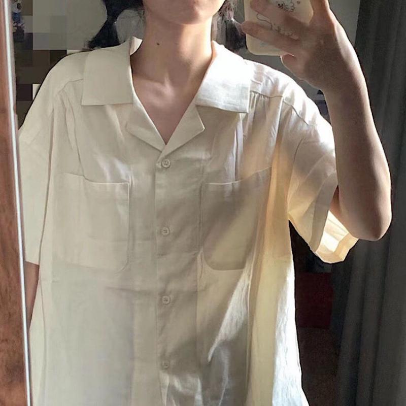 

Винтажная японская женская хлопковая рубашка в стиле Харадзюку, модные шикарные блузки в стиле оверсайз, топ с короткими рукавами, кавайный топ, корейский летний