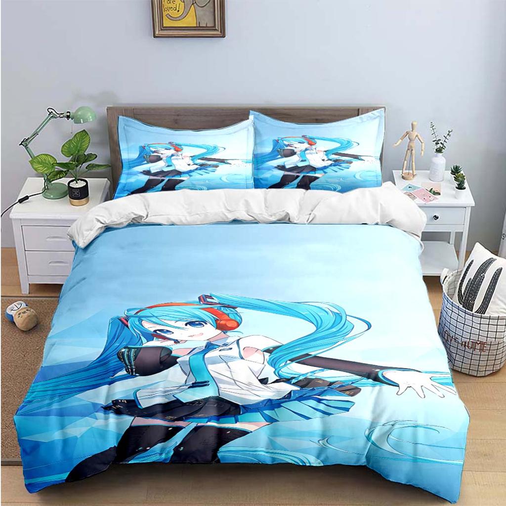 Comforter Cartoon Kawaii Virtual Singer H-Hatsune-Miku Bedding Sets Bed Supplies Set Bed Comforter Set Bedding Set Gift
