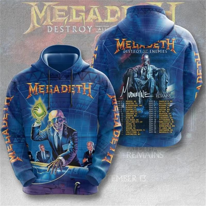 Rock Band Megadeth Hanorace cu Imprimeu 3D Bărbați Femei Modă Retro y2k Hanorac Grafic Hanorac Îmbrăcăminte Bărbați Trening Bărbați Cadou Fan