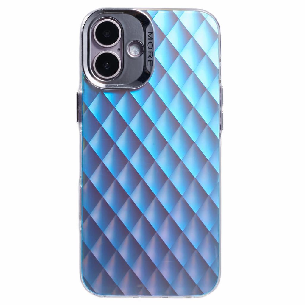 For iPhone 16 Case Silicone+PC IMD Laser Texture Matte Phone Cover