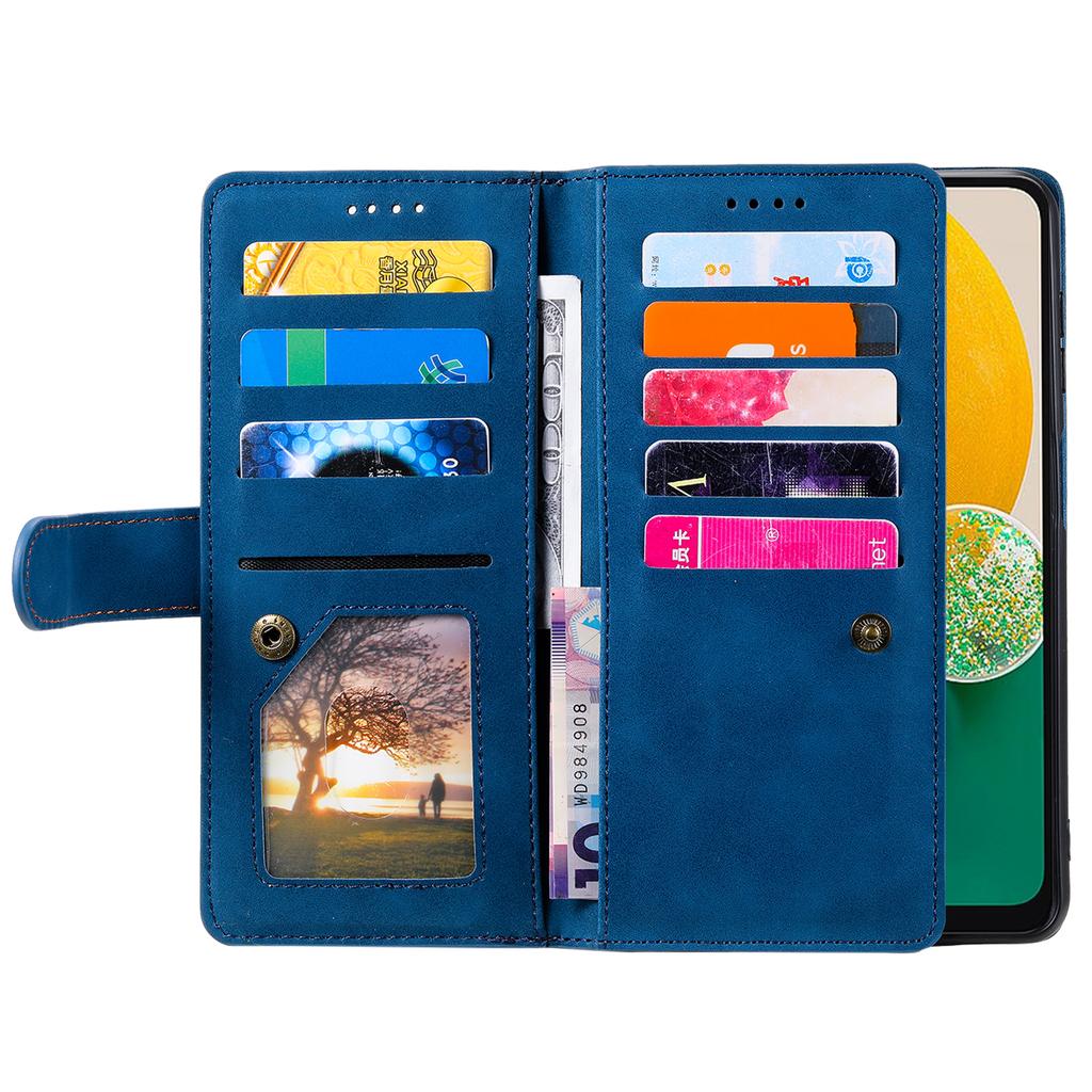 For Samsung Galaxy S25 Case PU Leather Phone Cover with Zipper Wallet 9 Card Slots