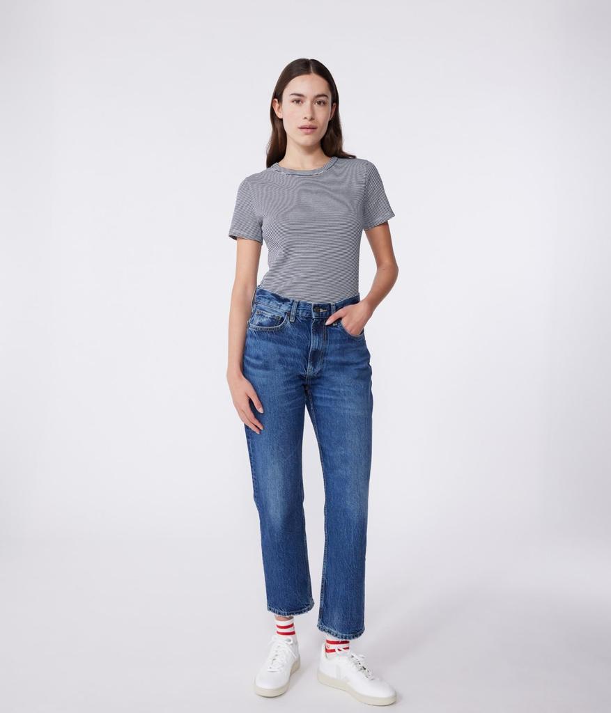 Petit Bateau Mirale Crew Neck Short Sleeve A0BOK XS T-Shirt Navy/Off-White