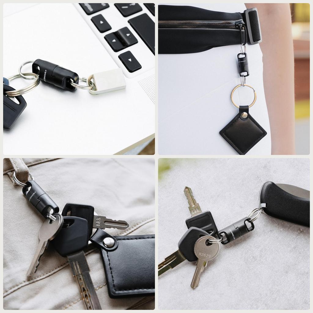 KeySmart MagConnect Pro Magnetic Keychain for Wallets and Car Keys, Detachable Key Ring, Quick Release Keychain, Black (3 Pack)