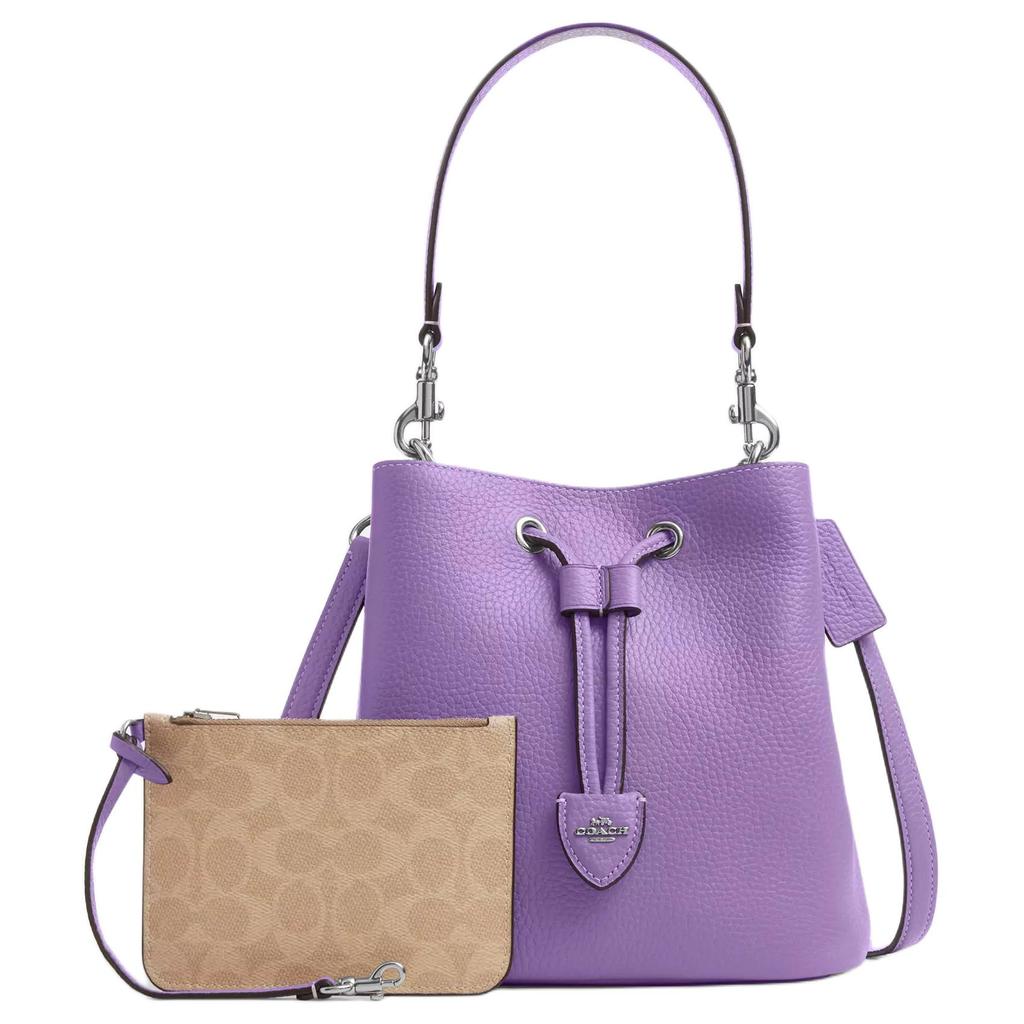 Coach Rowan 21 Logo Gold Hardware Coated Canvas And Leather Bucket Bag Women Bags Purple CBH06-SVII