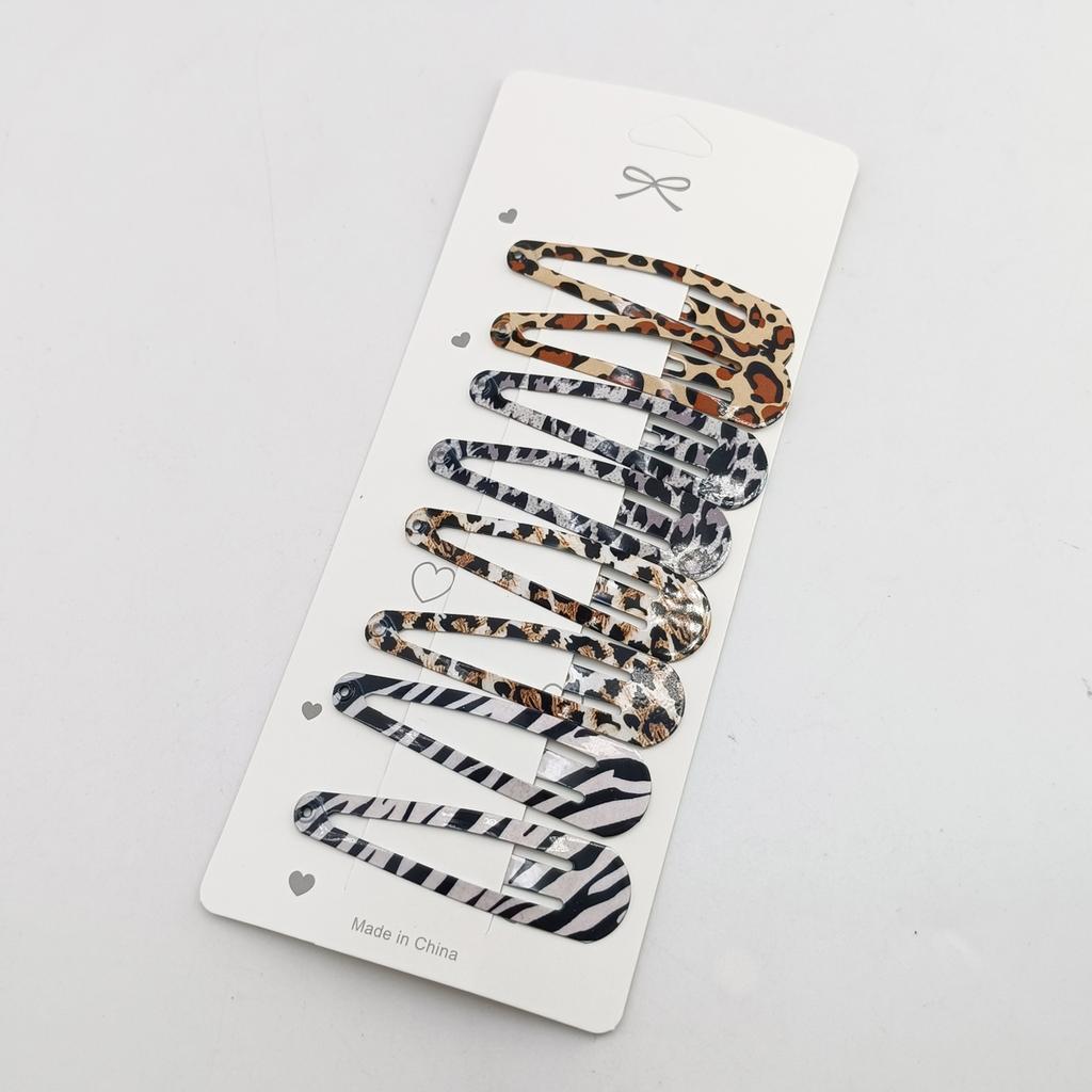 8pcs/set Leopard Print Hair Clips for Women Girls Vintage Geometric Drop BB Clips Bangs Hairpins Barrettes Hair Accessories