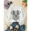 European Sizes Girls' Long-Sleeve Round Neck Sweatshirt "Schnauzer Dog" Print, Spring/Autumn, Casual, Daily & Sports.