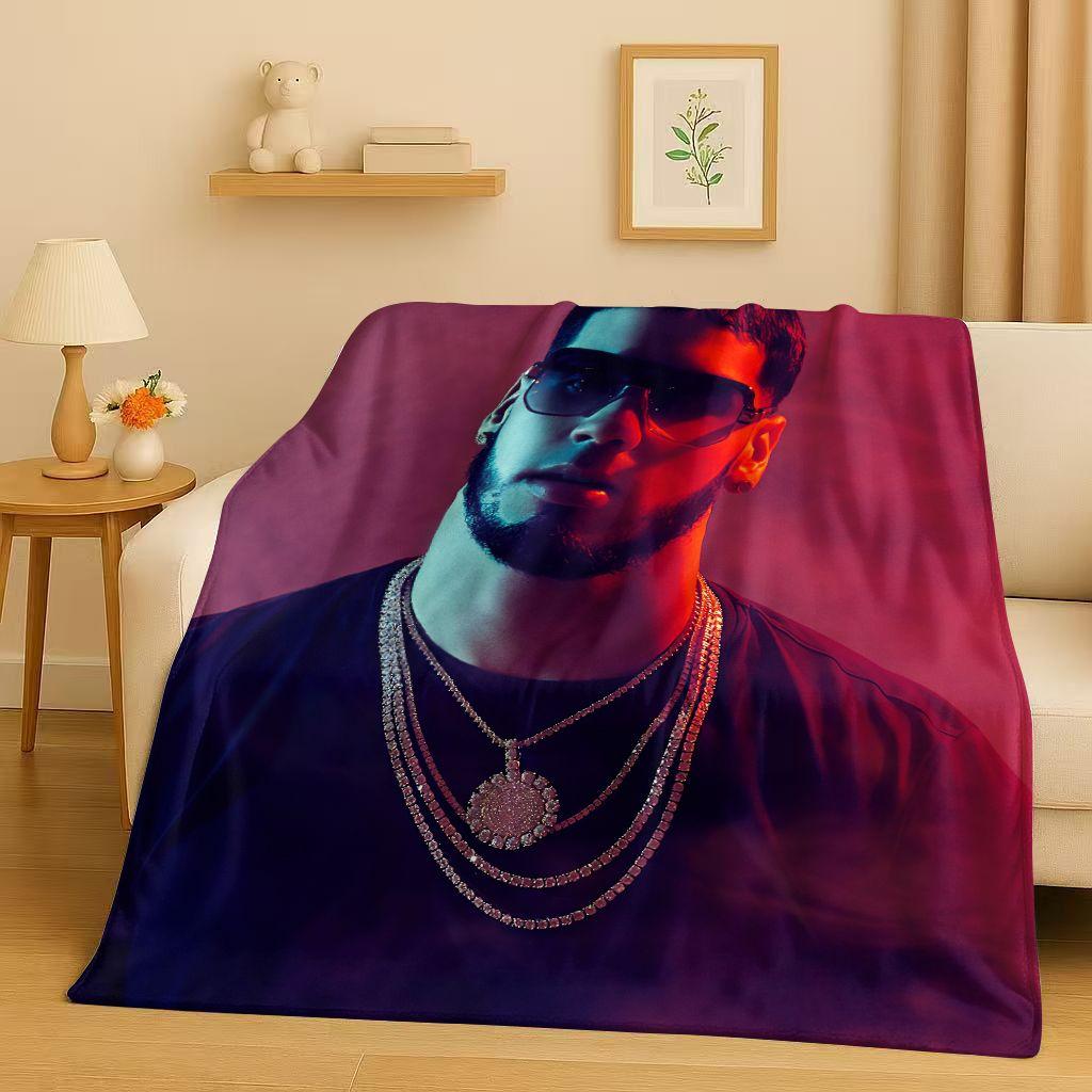 3D Anuel AA Real Hasta La Muerte Rapper Flannel Blanket,Ultra Soft Warm Plush Throw for Home Bedroom Bed Sofa Cover Kids Picnic