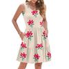 Women's Summer Fashion Casual V-neck Pleated Stitching Small Floral Print Sleeveless Vest Dress With Pockets