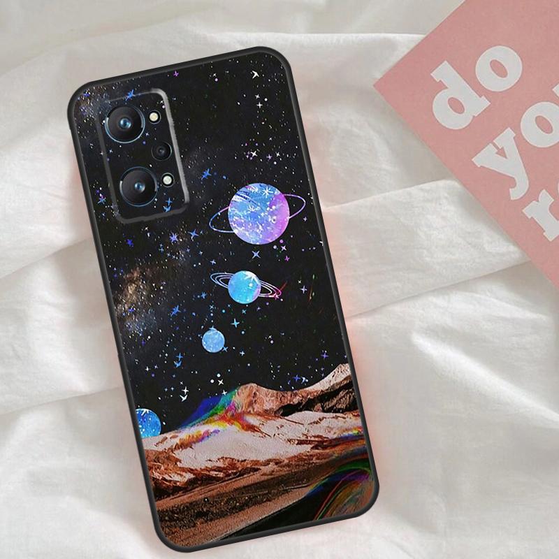 Moon Stars Space Case For Realme C65 C67 C71 C63 C61 C55 C51 C53 C35 C75 11 12 13 14 15 Pro Plus GT6 GT7 Pro