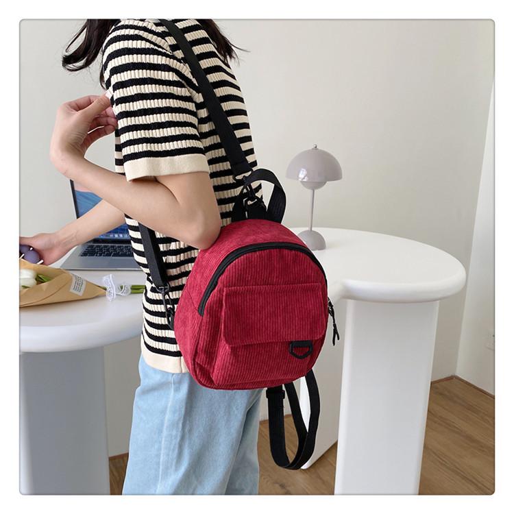 2023 New Velvet Women's Bag Korean Trendy Soft Sister Shopping Backpack Simple Solid Color Student Backpack For Girls Green)