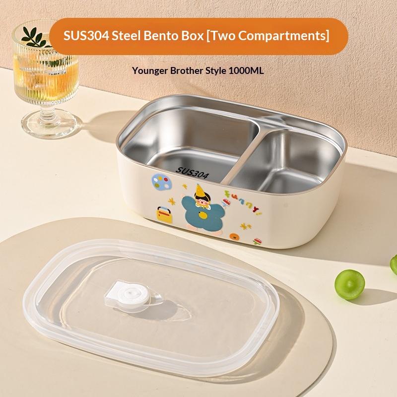 1Pcs Cartoon Pattern Heat Preservation Lunch Box Microwaveable Stainless Steel Partitioned Lunch Box For Student Office Use