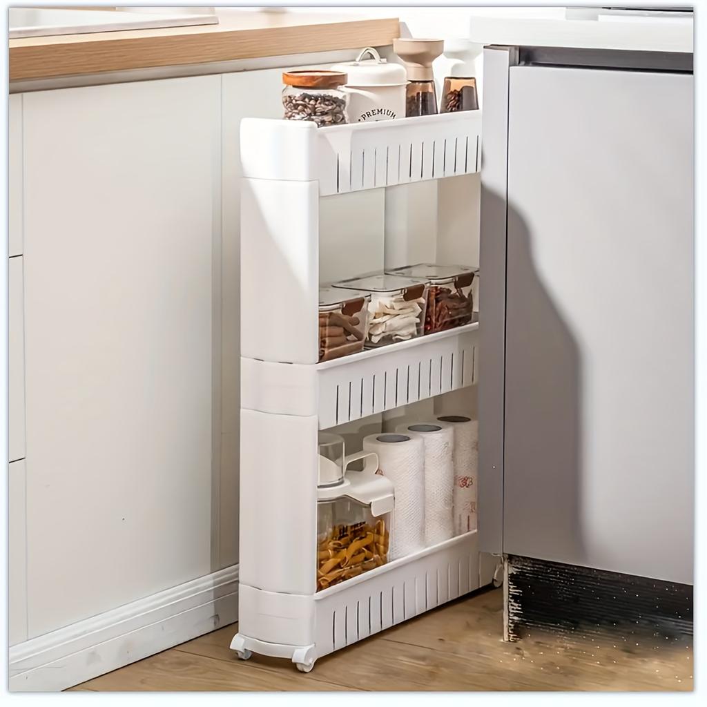 3-tier Ultra-thin Refrigerator Edge Shelf - Independent Storage Rack for Bathroom, Kitchen, Living Room