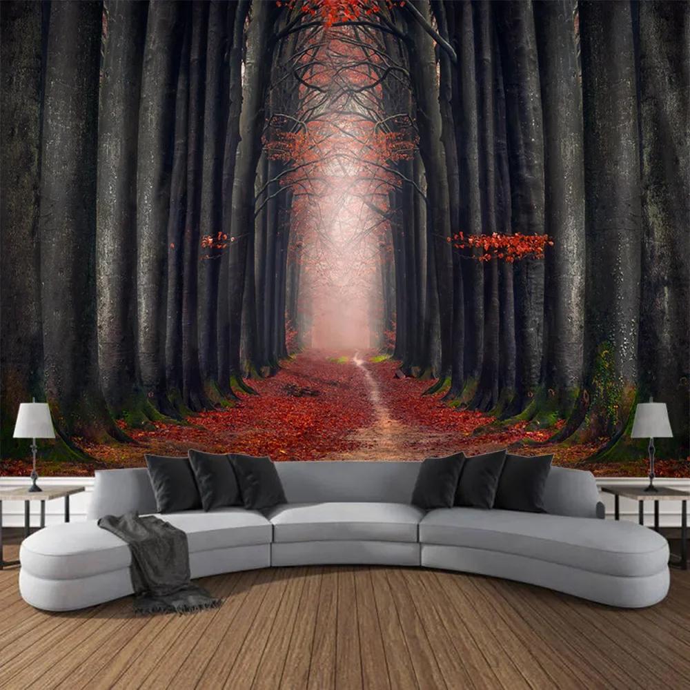 Sunshine Forest Tapestry Wall Hanging Cloth Home Art Decoration Living Room and Bedroom Background Blanket Wallcloth