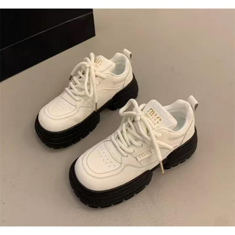 

Women s Spring New Round Head Versatile Platform Muffin Small Leather Shoes Casual Sneakers 35 белый