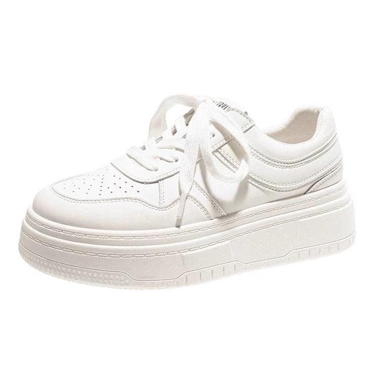 

Маленькие белые туфли на толстой подошве, увеличивающие рост, женские, лето 2025, новые, повседневные спортивные кеды на платформе, туфли-хлебушки с большой головой 40