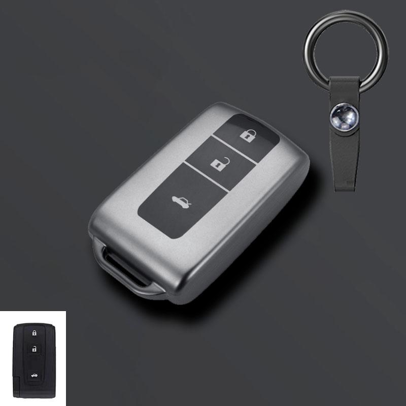 Grey TPU Keyless Fob Cover Case Protect Skin For Toyota Prius 20 Gen 2004 2009 Corolla Verso Camry Remote Holder Keychain