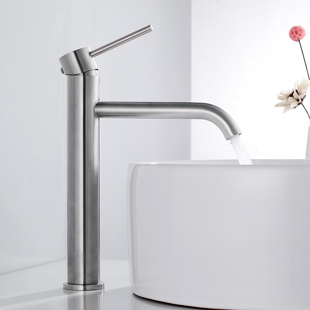 Bathroom Sink Faucet Black Washbasin Hot Cold Water Basin Mixer Taps Bath Deck Mounted Brushed Stainless Steel Faucet