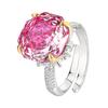 Jewelry Copper Bottom Gold-Plated Imitation Rose Cut Sea Blue Light Luxury Ring Women 14 * 14