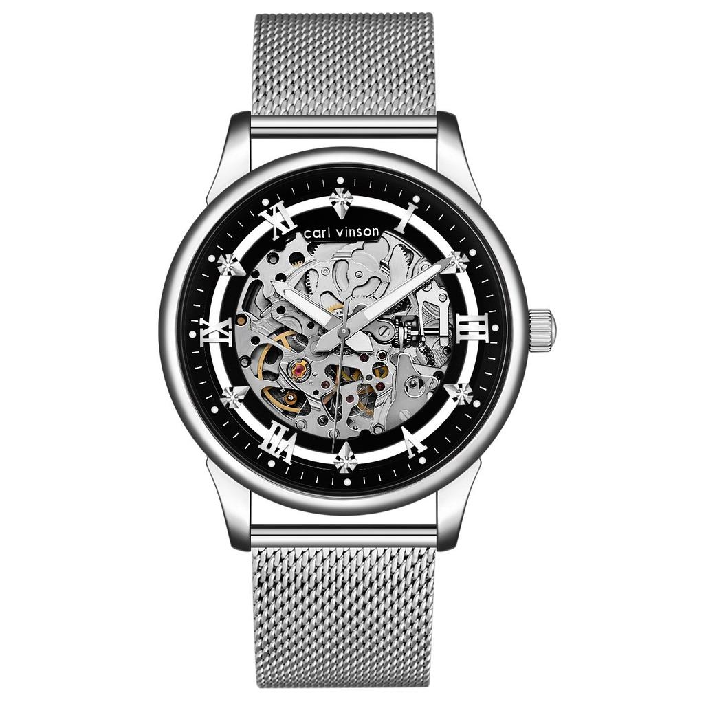 Herren Automatische Mechanische Uhr Hochwertig Wasserdicht Skelett Transparent Leuchtend Mechanische Uhr Herren