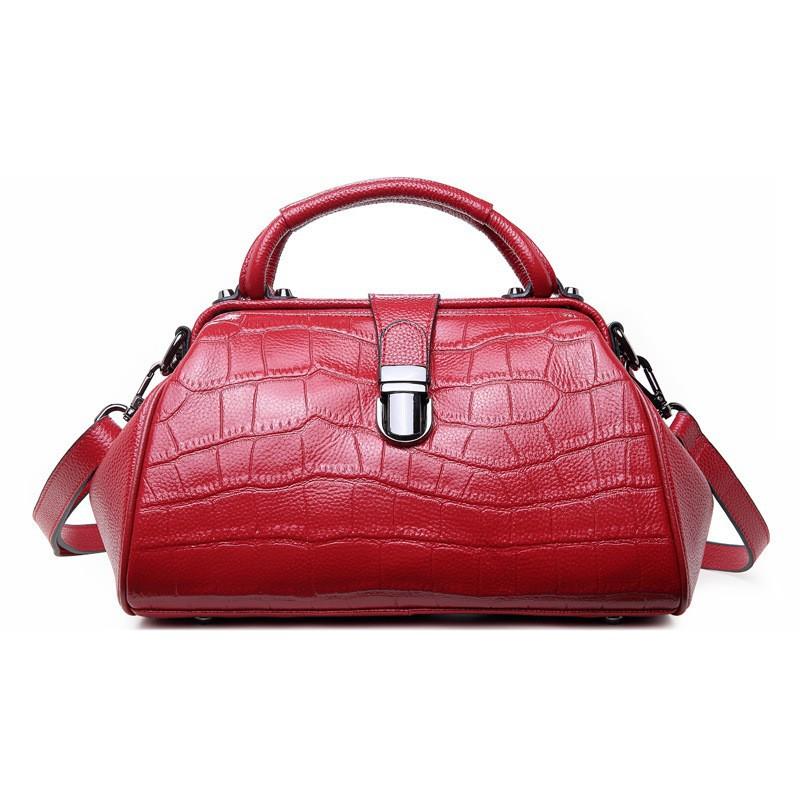 Vintage Alligator Pattern Fashionable Large-capacity Leather Doctor Bag Commuting High-quality Women's Portable Shoulder