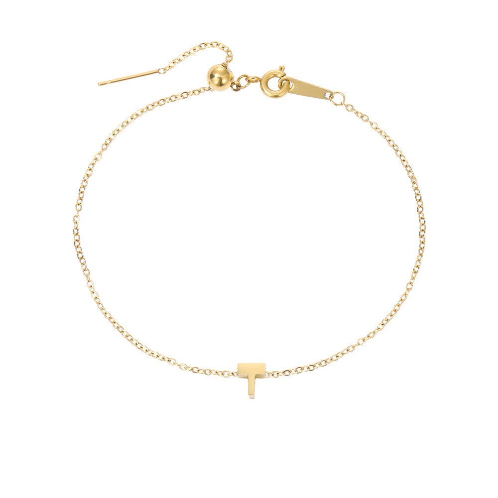 Gold-Plated Titanium Steel DIY Name Bracelet for Women – Versatile, Elegant Gift Jewelry