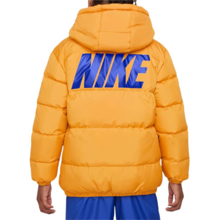 Nike Down Jacket Fleece Lined Fashion Versatile Thermal Ochre Yellow Teenagers DZ9965-752