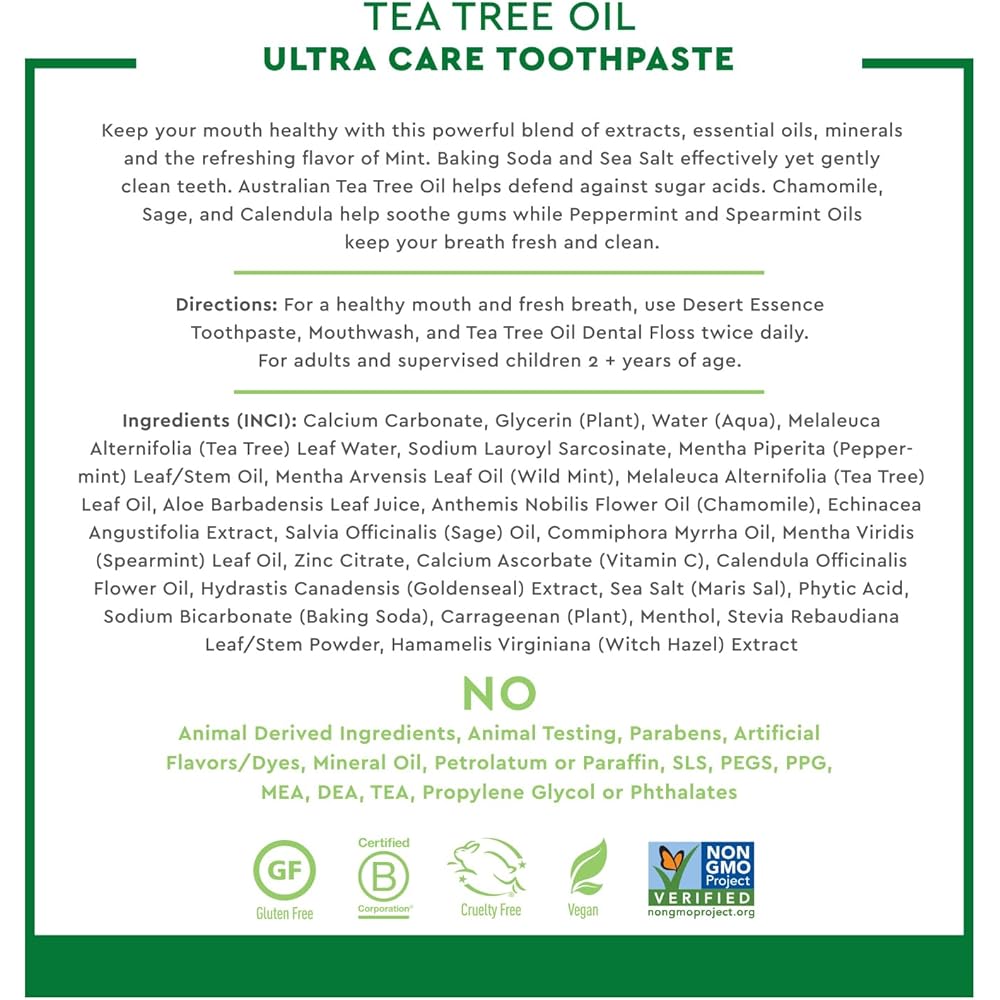 "Ultra Care Tea Tree Oil Fluoride-Free Toothpaste 177g/6.25oz"