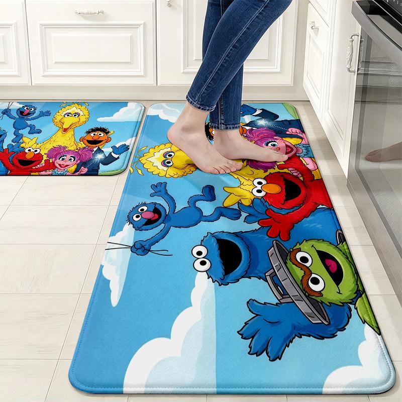 Sesame Street4 Flannel Kitchen Mat Christmas Soft Area Rug Non Slip Floor Carpet Home Decoration