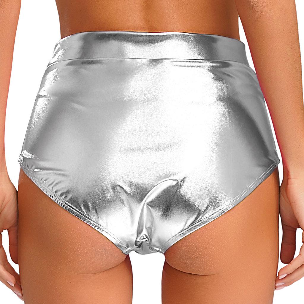 Women's Shorts Wetlook Hotpants Metallic Panties Shiny Stretch Dance Shorts Party Disco Night Club Costume