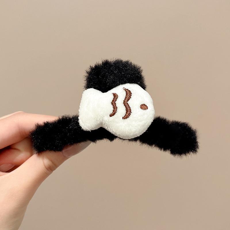 Fashion Elegant Plush Grab Clip Women's Large Hair High-end Sense Clip Hairpin Autumn and Winter Back Head Shark Clip Hairpin Headwear