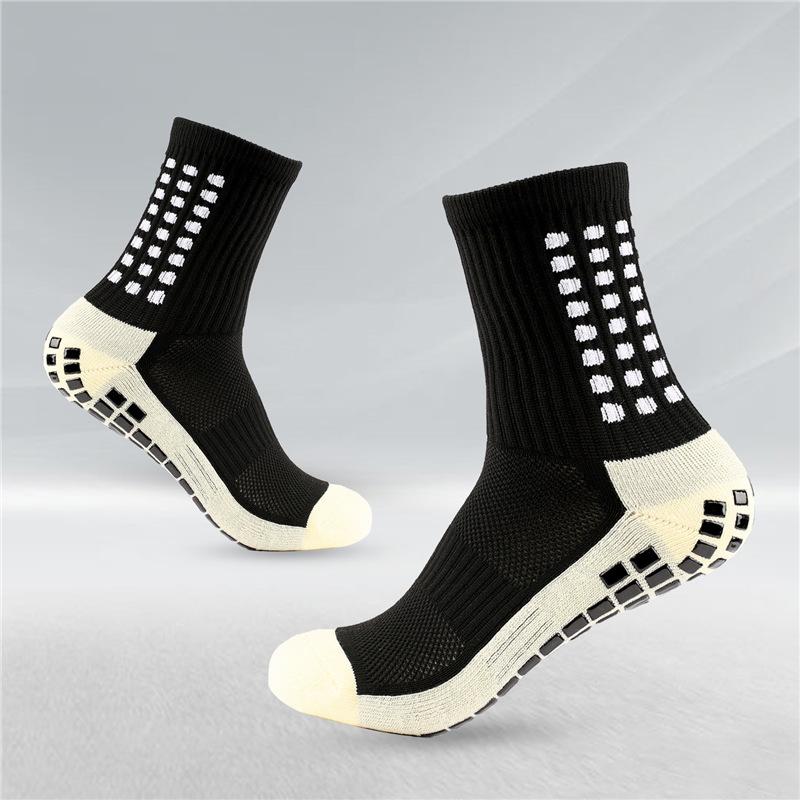 Men's Anti-slip Towel-soled Sports Socks with Glue Dispensing, Mid-calf Football Socks