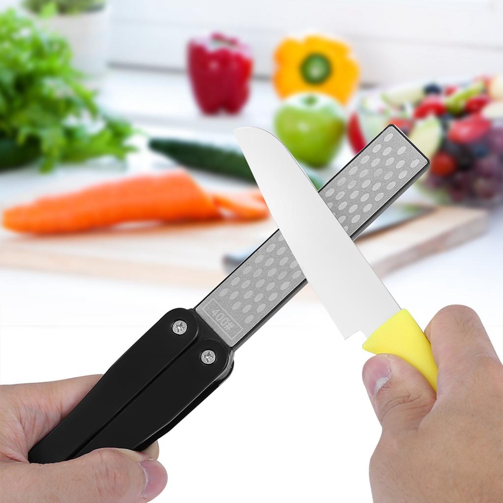 Outdoor Camping Folding Double Sided 400Celsius600# Sharpener Stone Whetstone Sharpening Tool(Yellow)
