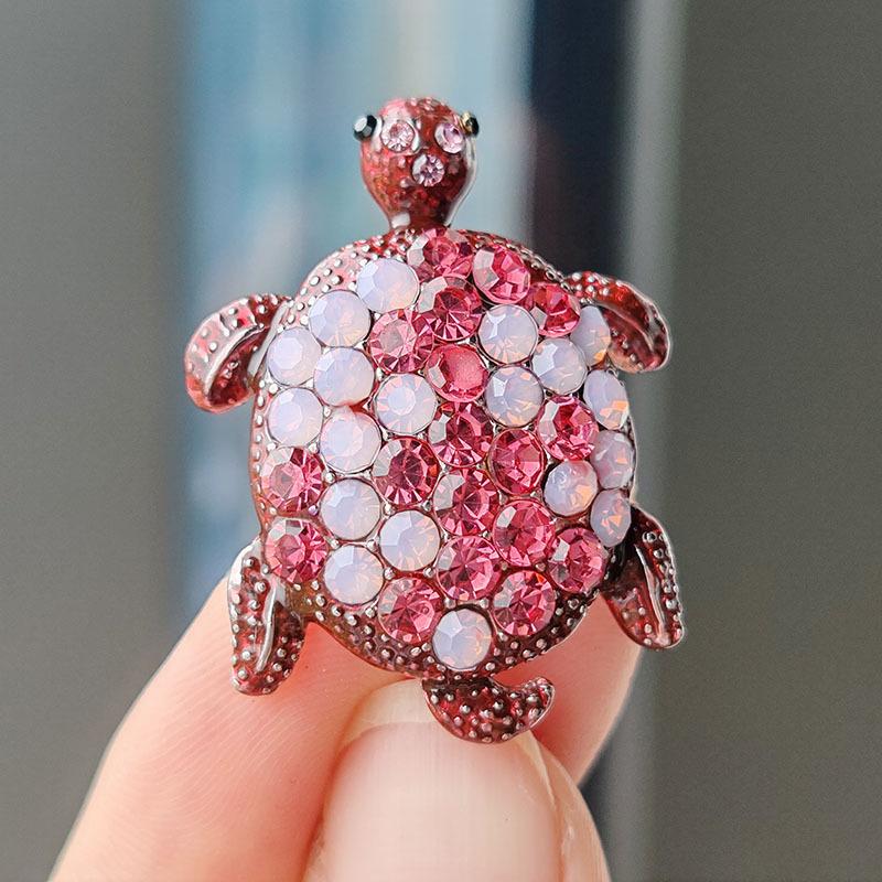 Vintage Rhinestone Cute Cartoon Turtle Animal Brooches For Women Men Coat Clothing Accessories Brooch Pins Party Jewelry Gifts