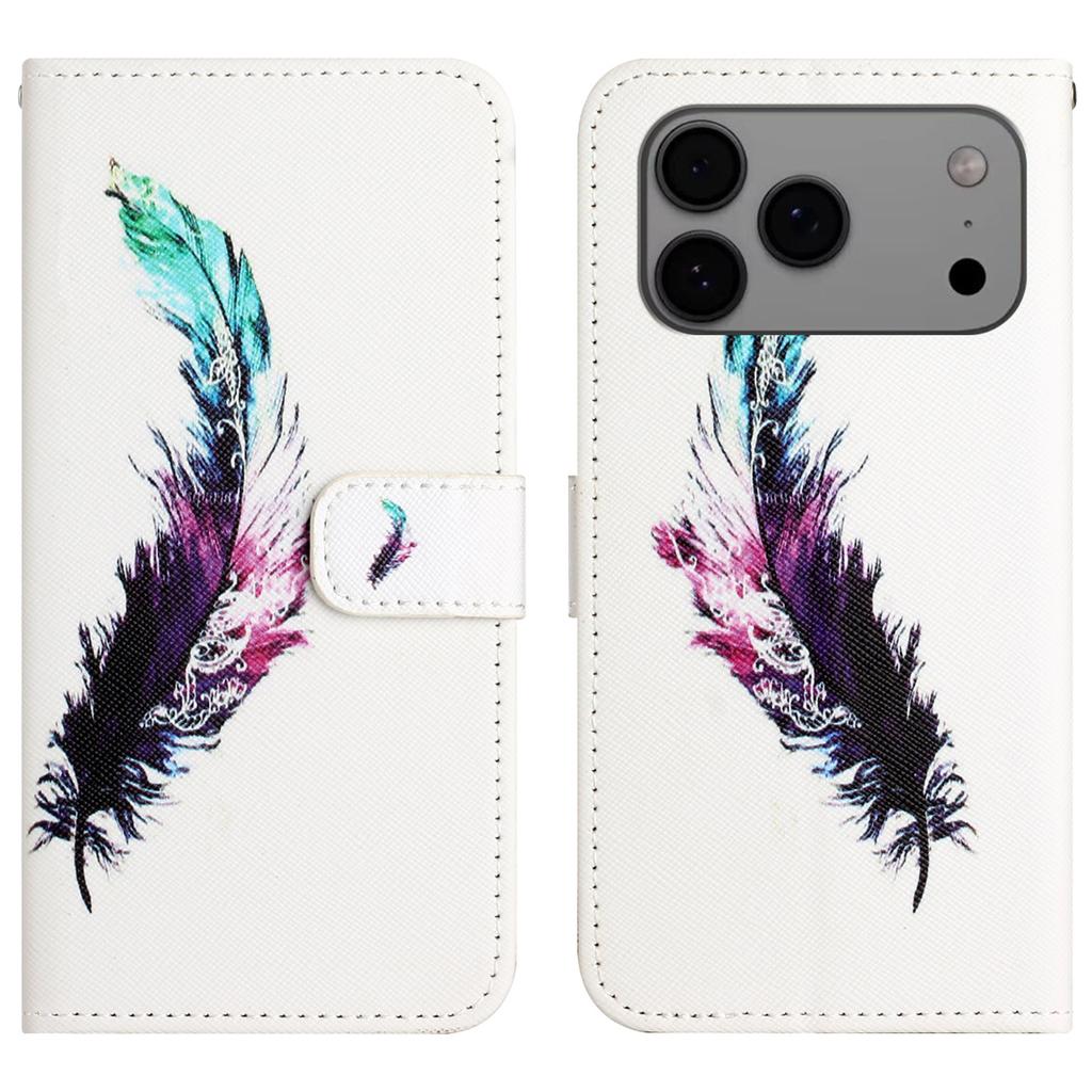 For iPhone 17 Pro Max Case Pattern Print PU Leather Wallet Phone Cover Cross Texture
