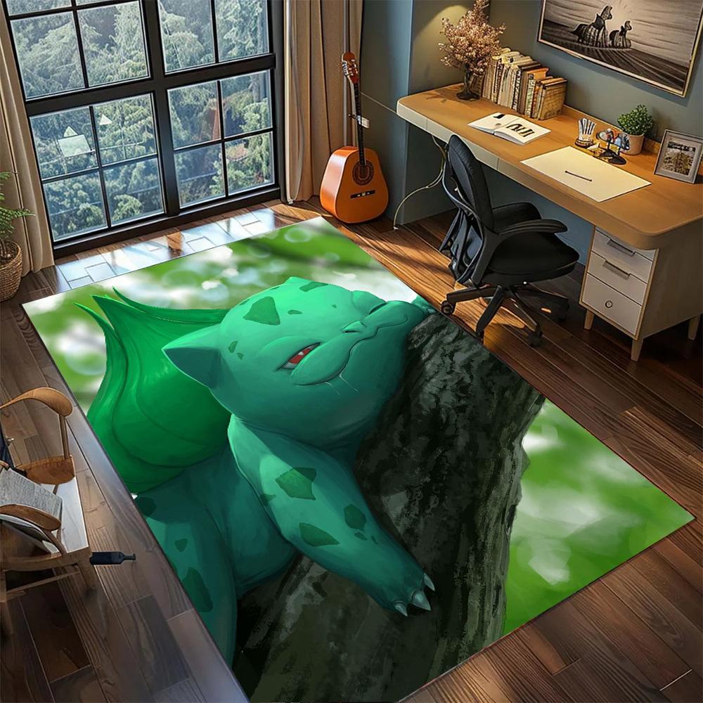Bulbasaur Washable Floor Mat Non Slip, Large Area Carpet Rug Ideal for Bedroom Gamer Room Decor.-TING