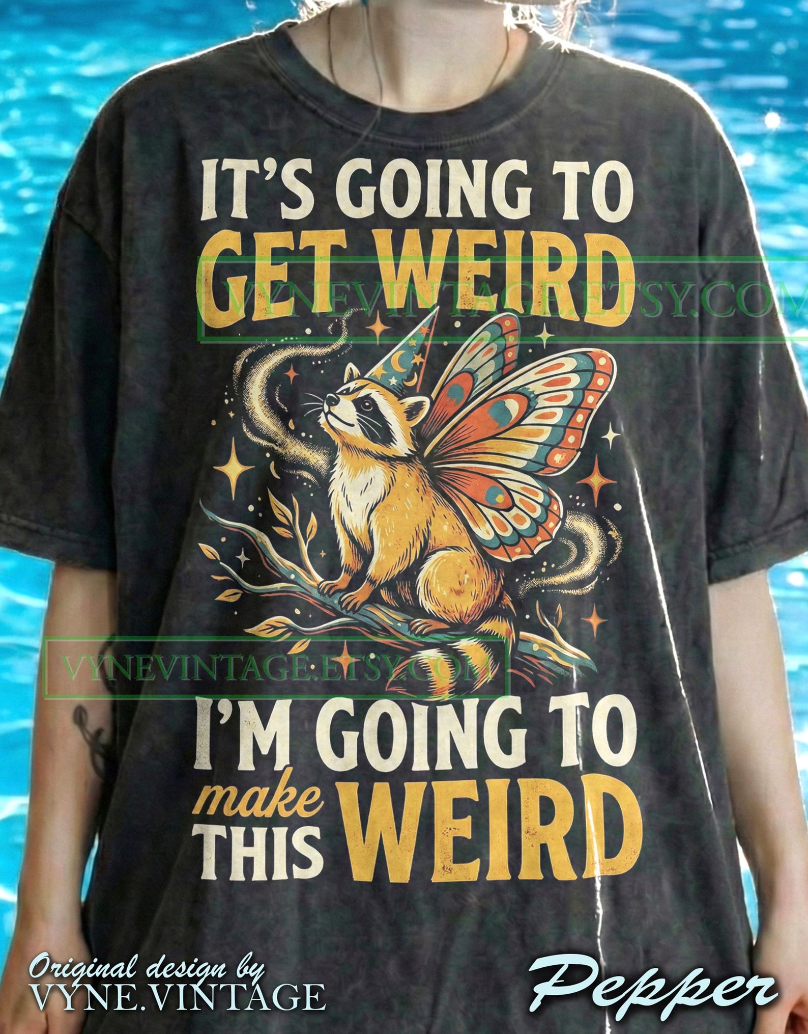 Get Weird Raccoon Comfort Colors® Tshirt, Vintage 90S Tees, Wizard Trash Panda Sweater, Retro Magic Tanktop, Funny Animal Lover Gift XL