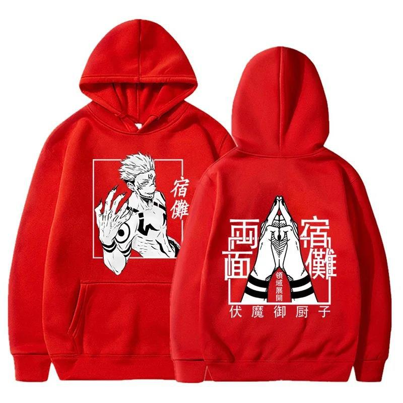 Mote Anime Jujutsu Kaisen Ryomen Sukuna Trykket Hettegenser Langermet Sweatshirts Kvinner Harajuku Streetwear Pullovers